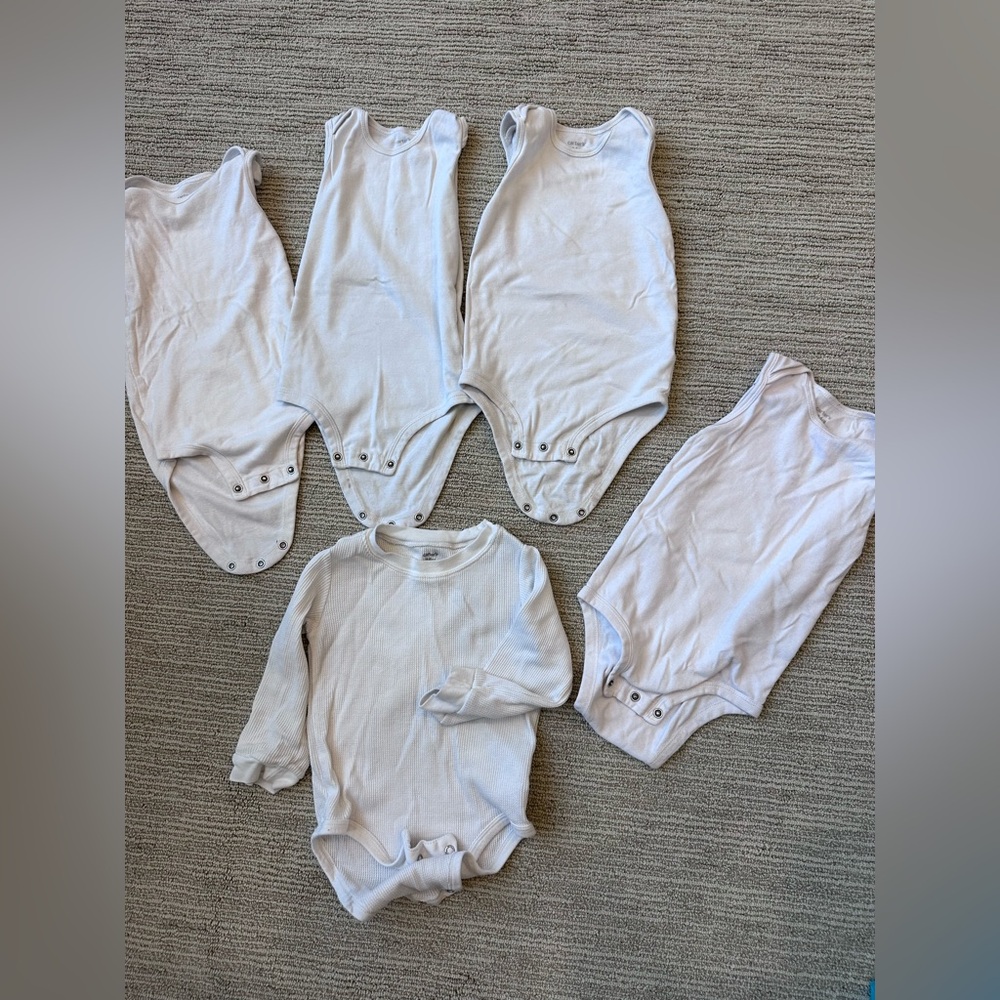 Lot of 5 24-month onesies - one long sleeve, 4 sleeveless